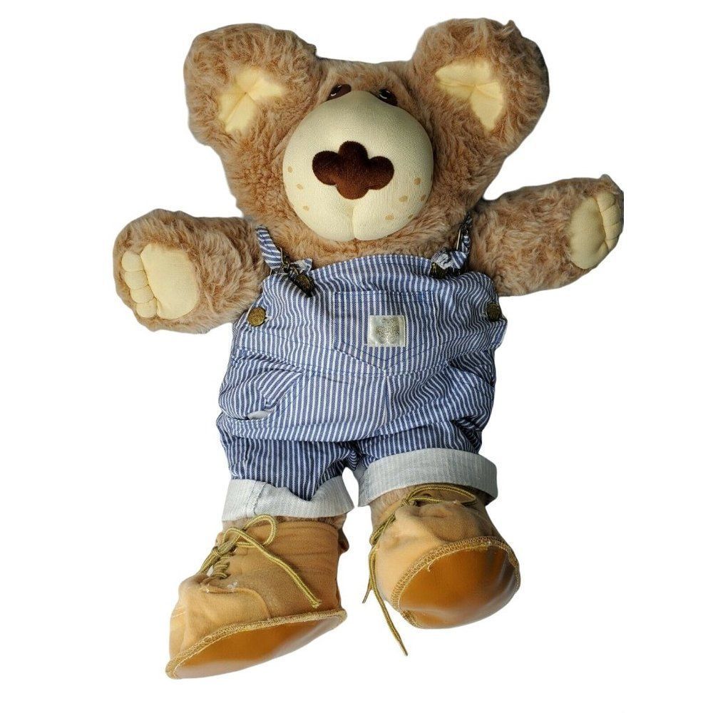 Vintage 1985 Furskins 22" Dudley Bear Plush Teddy Stuffed Animal Toy Overalls